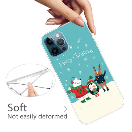 iPhone 15 Pro Fleksibelt Plastik Jule Cover - Merry Christmas - Venner i Sneen