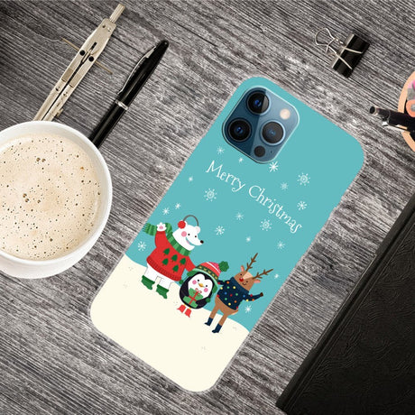 iPhone 15 Pro Fleksibelt Plastik Jule Cover - Merry Christmas - Venner i Sneen