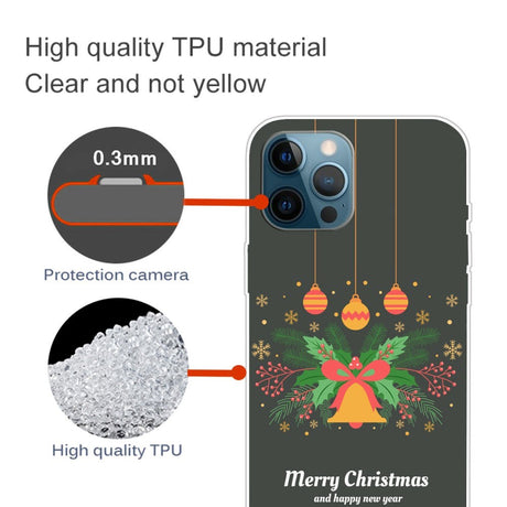 iPhone 15 Pro Fleksibelt Plastik Jule Cover - Merry Christmas - Julekrans & Juleklokke