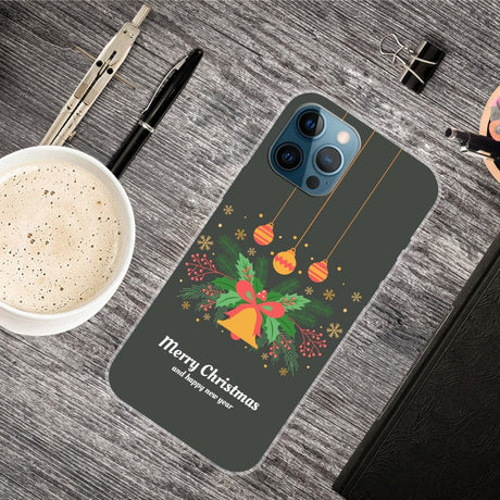 iPhone 15 Pro Fleksibelt Plastik Jule Cover - Merry Christmas - Julekrans & Juleklokke