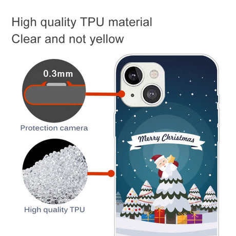 iPhone 15 Fleksibelt Plastik Jule Cover - Merry Christmas - Julemand I Juletræ