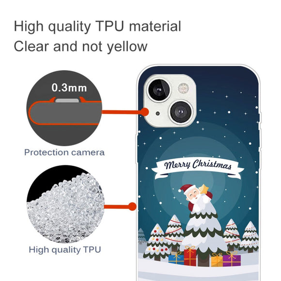 iPhone 15 Fleksibelt Plastik Jule Cover - Merry Christmas - Julemand I Juletræ