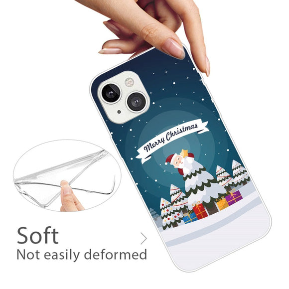 iPhone 15 Fleksibelt Plastik Jule Cover - Merry Christmas - Julemand I Juletræ