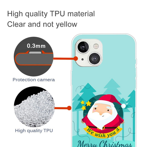 iPhone 15 Fleksibelt Plastik Jule Cover - Merry Christmas - Tegneserie Julemand