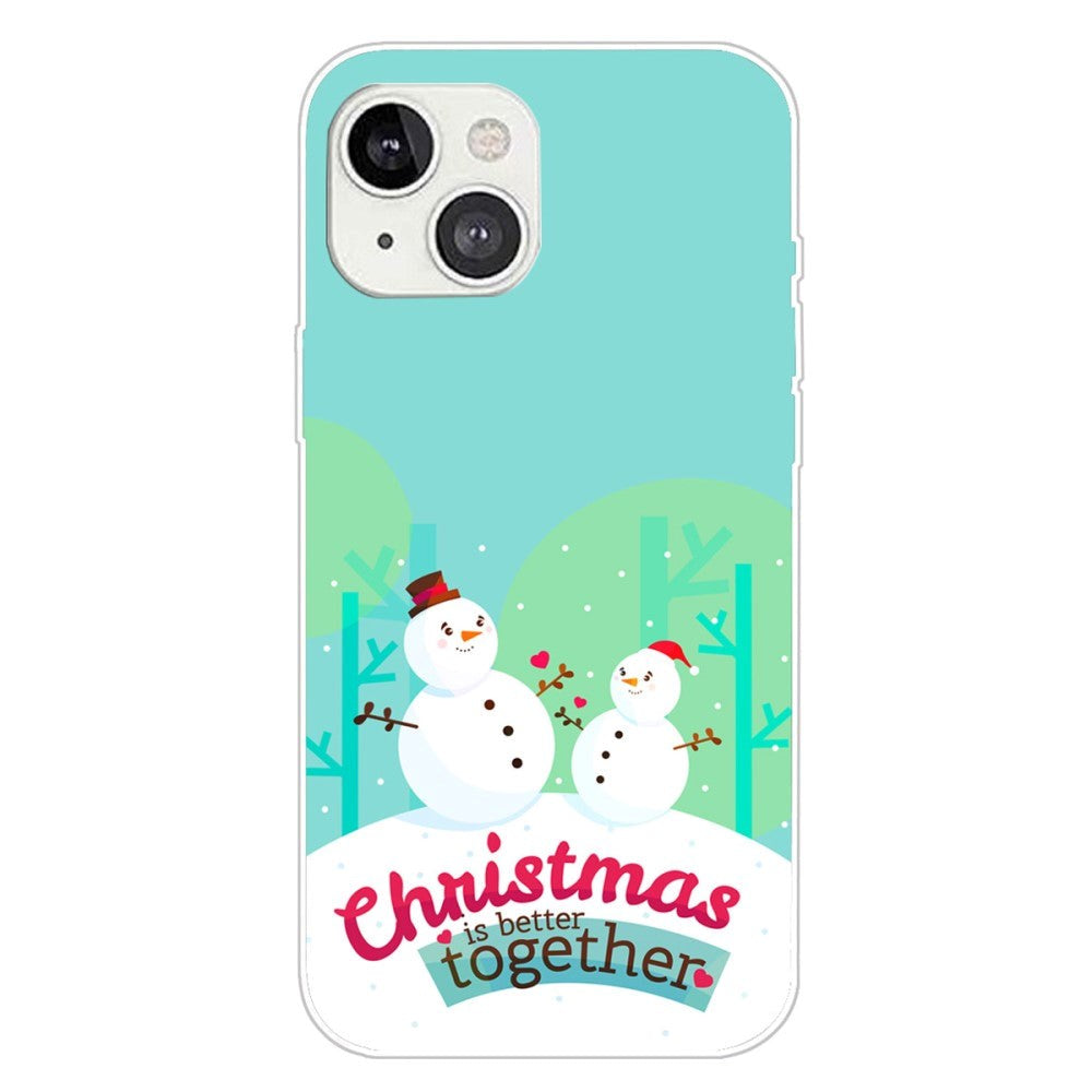iPhone 15 Fleksibelt Plastik Jule Cover - Merry Christmas - Snemænd