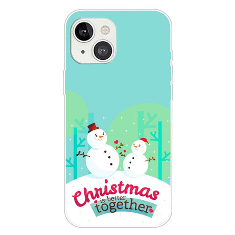 iPhone 15 Fleksibelt Plastik Jule Cover - Merry Christmas - Snemænd