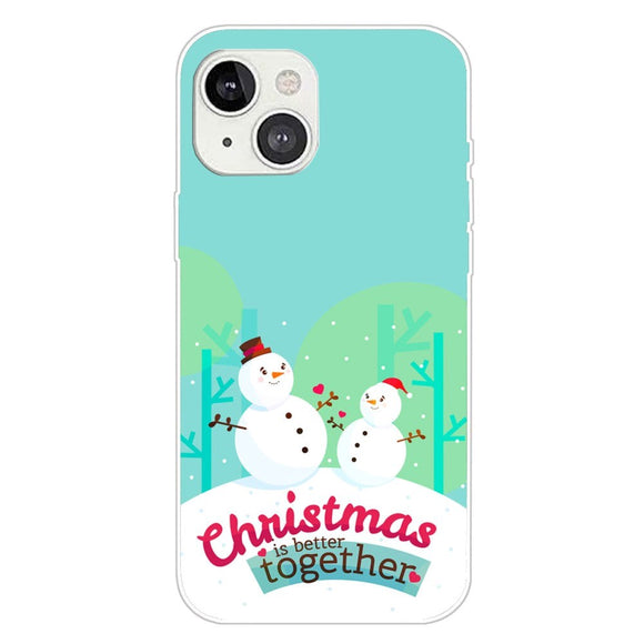 iPhone 15 Fleksibelt Plastik Jule Cover - Merry Christmas - Snemænd