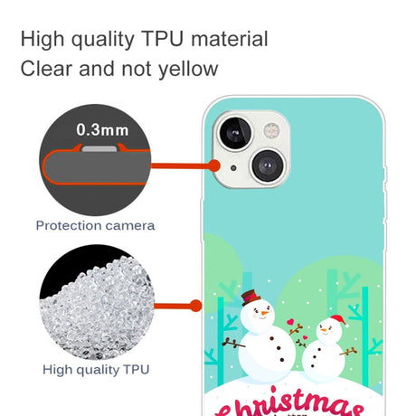 iPhone 15 Fleksibelt Plastik Jule Cover - Merry Christmas - Snemænd
