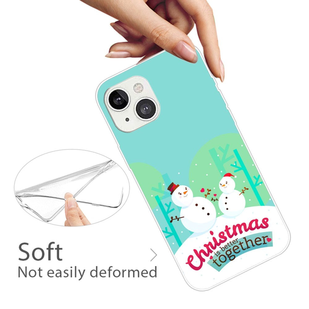 iPhone 15 Fleksibelt Plastik Jule Cover - Merry Christmas - Snemænd