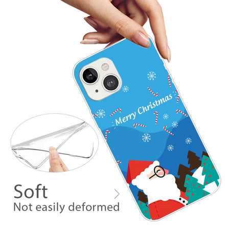 iPhone 15 Fleksibelt Plastik Jule Cover - Merry Christmas - Julemanden i Snevejr