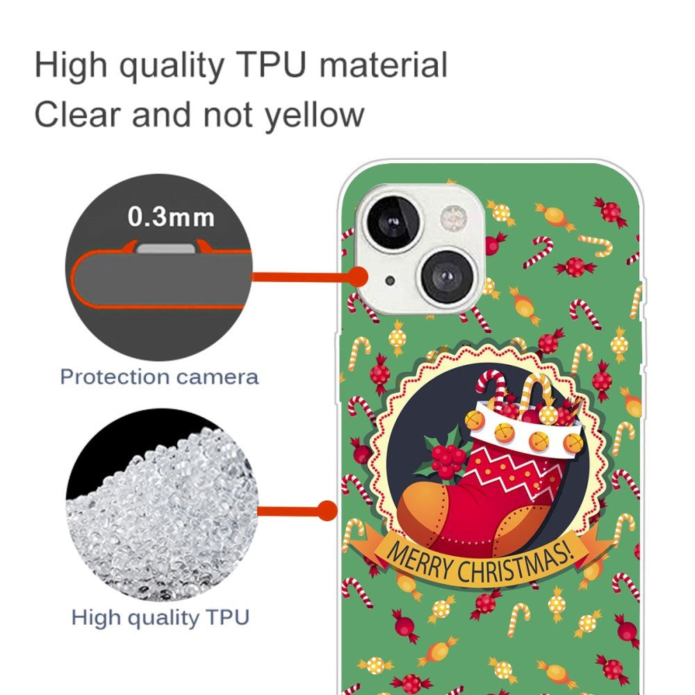 iPhone 15 Fleksibelt Plastik Jule Cover - Merry Christmas - Julesok
