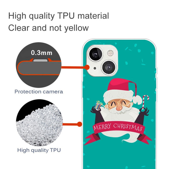 iPhone 15 Fleksibelt Plastik Jule Cover - Merry Christmas - Glad Julemand