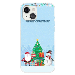 iPhone 15 Fleksibelt Plastik Jule Cover - Merry Christmas - Julemand & Snemand
