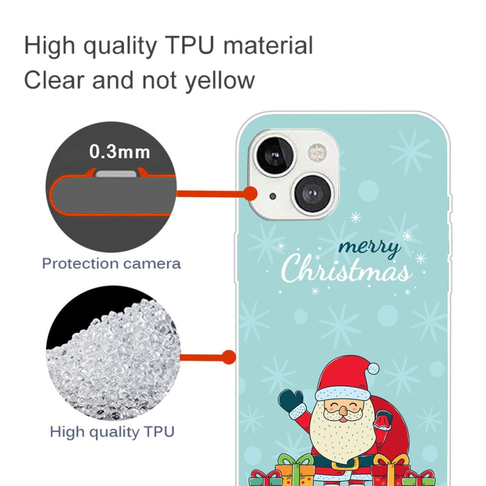iPhone 15 Fleksibelt Plastik Jule Cover - Merry Christmas - Glad Julemand med Gaver