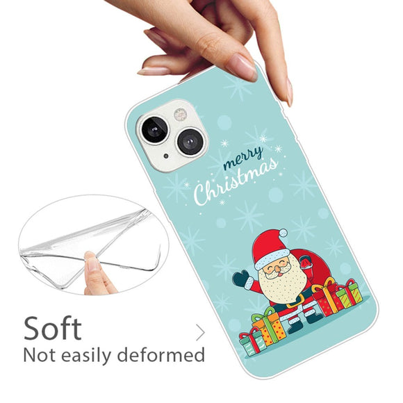 iPhone 15 Fleksibelt Plastik Jule Cover - Merry Christmas - Glad Julemand med Gaver