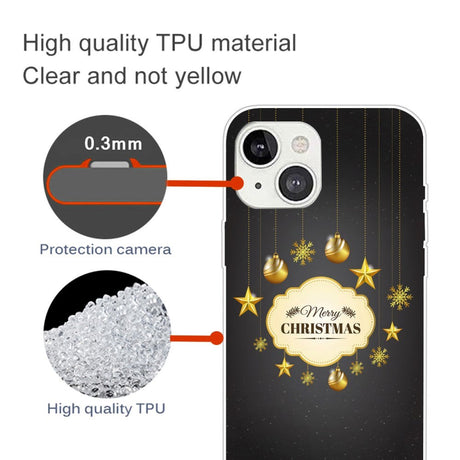 iPhone 15 Fleksibelt Plastik Jule Cover - Merry Christmas - Guld Dekorationer