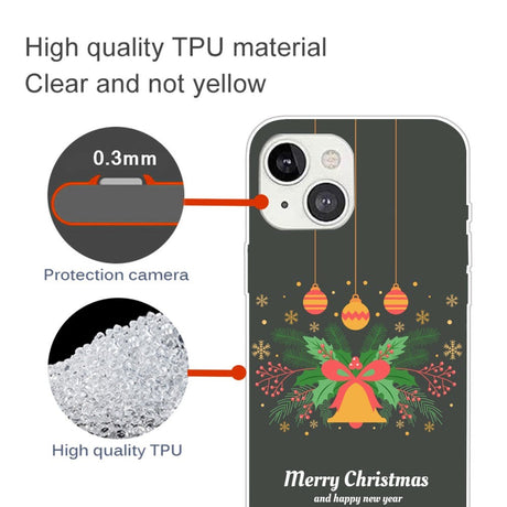 iPhone 15 Fleksibelt Plastik Jule Cover - Merry Christmas - Julekrans & Juleklokke