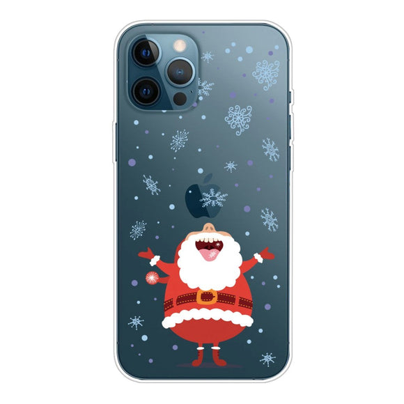iPhone 15 Pro Fleksibelt Plastik Jule Cover - Grinende Julemand