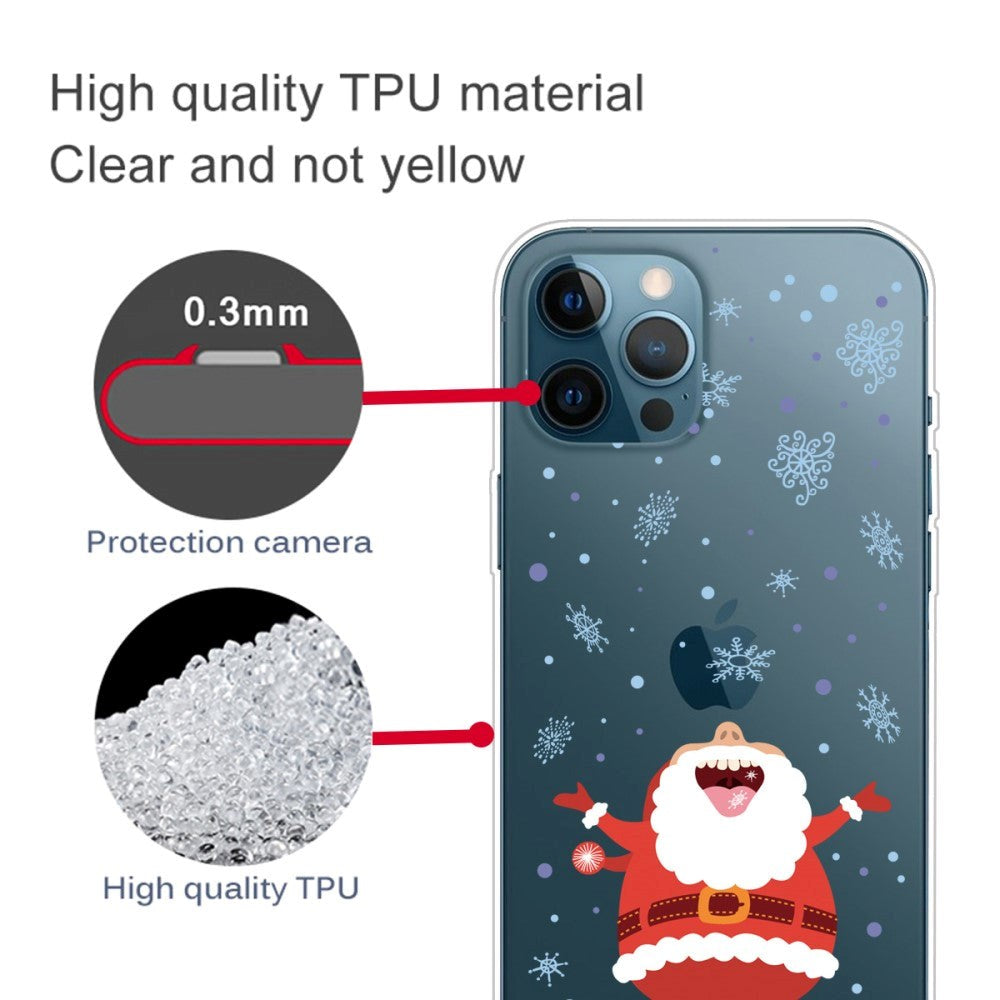 iPhone 15 Pro Fleksibelt Plastik Jule Cover - Grinende Julemand