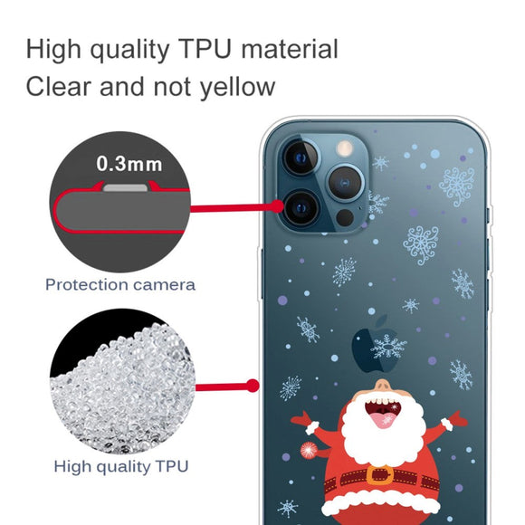 iPhone 15 Pro Fleksibelt Plastik Jule Cover - Grinende Julemand