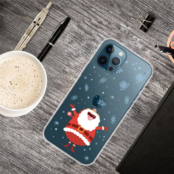 iPhone 15 Pro Fleksibelt Plastik Jule Cover - Grinende Julemand