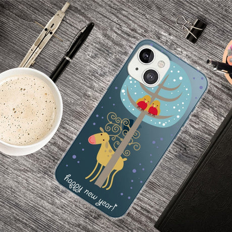 iPhone 15 Fleksibelt Plastik Jule Cover - Rensdyr