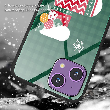 iPhone 15 Jule Cover m. Glasbagside - Merry Christmas - Rensdyr