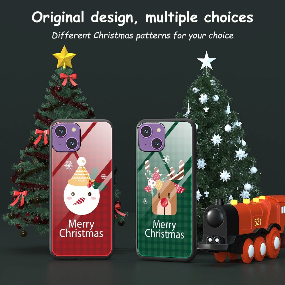 iPhone 15 Jule Cover m. Glasbagside - Merry Christmas - Snemand