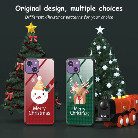 iPhone 15 Jule Cover m. Glasbagside - Merry Christmas - Snemand