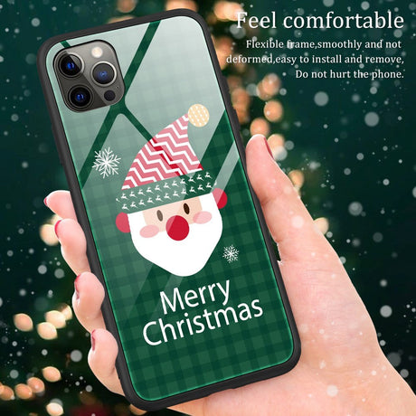 iPhone 15 Pro Jule Cover m. Glasbagside - Merry Christmas - Julemand
