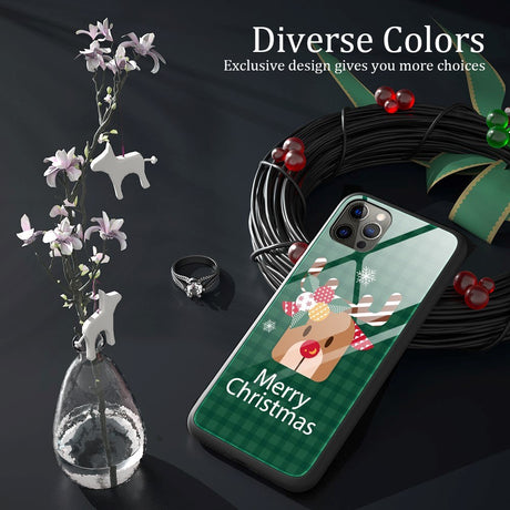 iPhone 15 Pro Jule Cover m. Glasbagside - Merry Christmas - Rensdyr