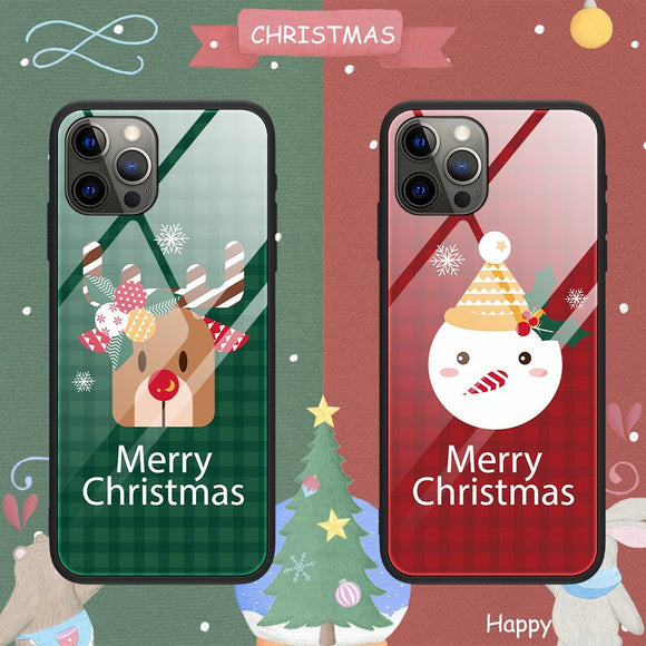 iPhone 15 Pro Jule Cover m. Glasbagside - Merry Christmas - Rensdyr