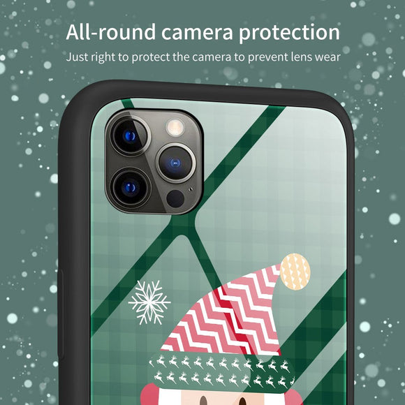 iPhone 15 Pro Jule Cover m. Glasbagside - Merry Christmas - Rensdyr
