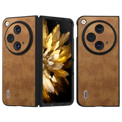 OnePlus Open Litchi Læderbelagt Plastik Cover - Brun
