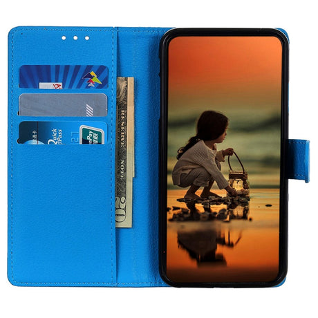 Xiaomi 14 Pro Litchi Læder Cover m. Pung - Blå