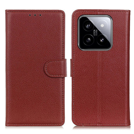 Xiaomi 14 Pro Litchi Læder Cover m. Pung - Brun