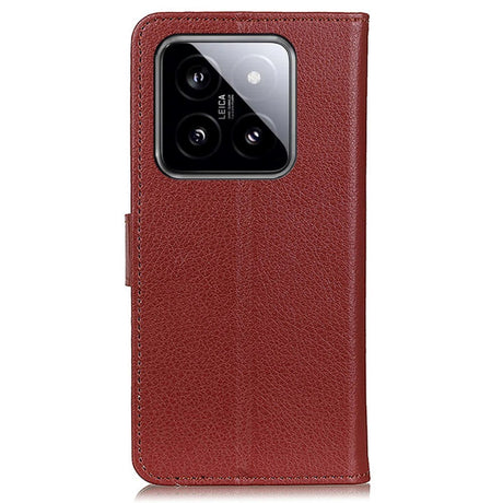 Xiaomi 14 Pro Litchi Læder Cover m. Pung - Brun