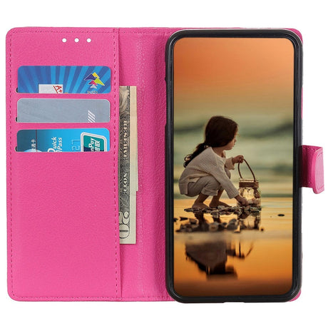 Xiaomi 14 Pro Litchi Læder Cover m. Pung - Lyserød
