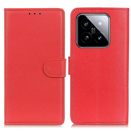 Xiaomi 14 Pro Litchi Læder Cover m. Pung - Rød