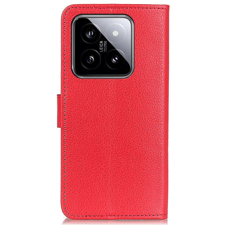 Xiaomi 14 Pro Litchi Læder Cover m. Pung - Rød