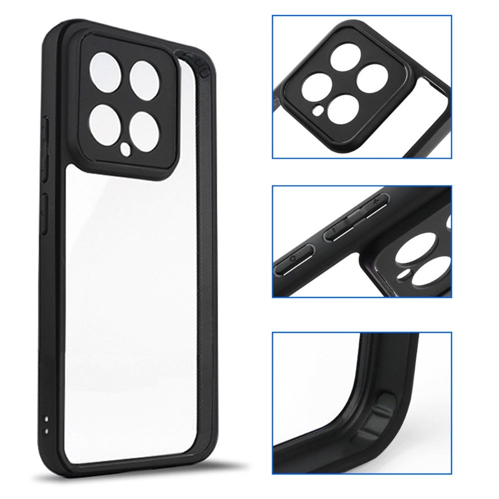 Xiaomi 14 Hybrid Plastik Cover  - Gennemsigtig / Sort