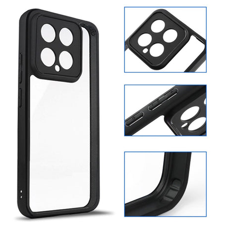 Xiaomi 14 Hybrid Plastik Cover  - Gennemsigtig / Sort