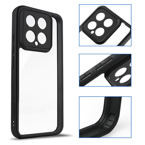 Xiaomi 14 Hybrid Plastik Cover  - Gennemsigtig / Sort
