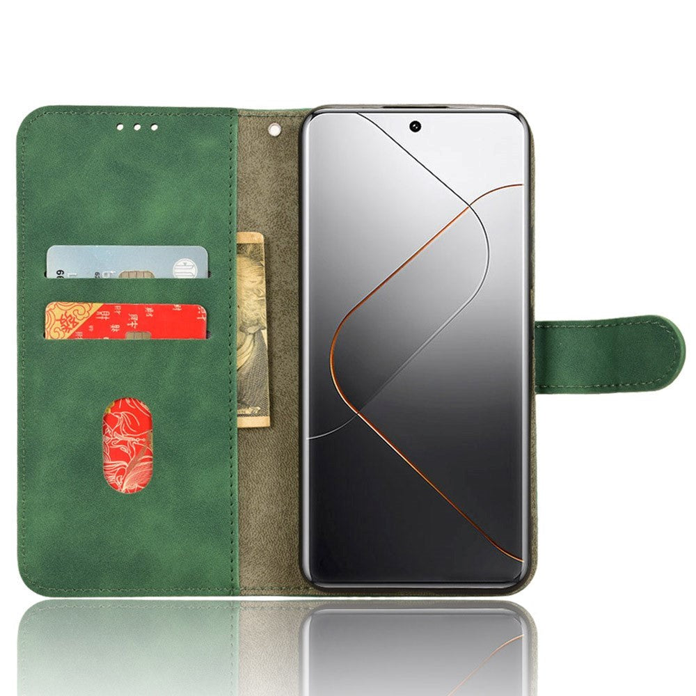Xiaomi 14 Pro Læder Cover m. Kortholder & Ståfunktion - Grøn