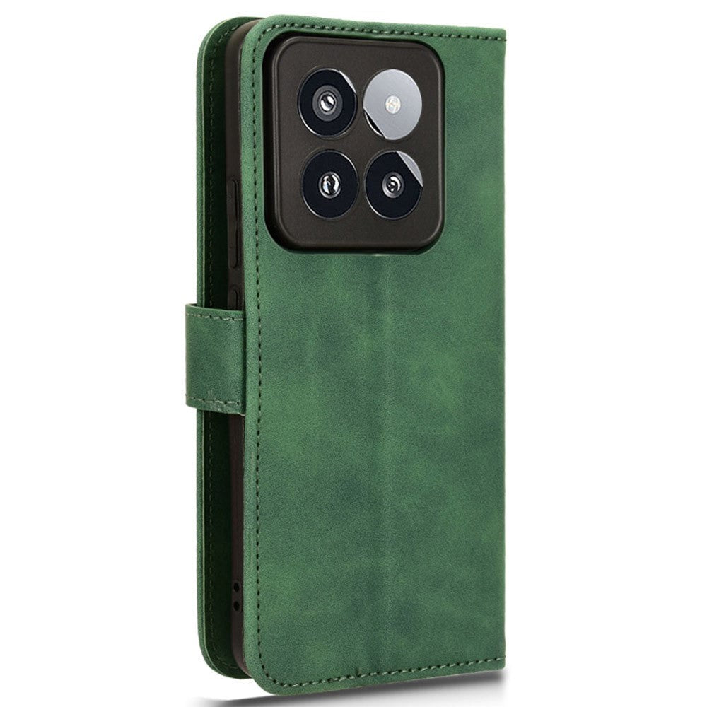 Xiaomi 14 Pro Læder Cover m. Kortholder & Ståfunktion - Grøn