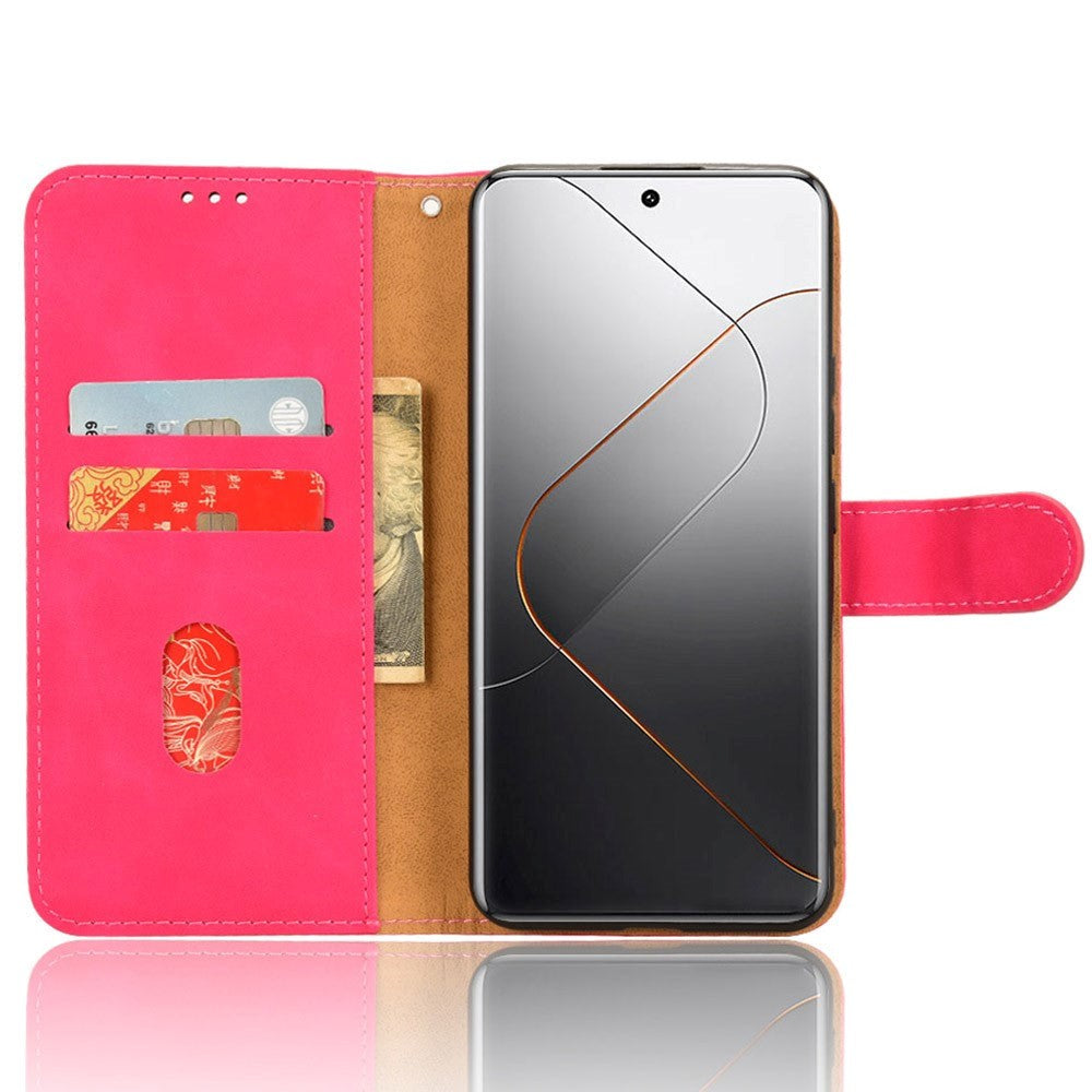 Xiaomi 14 Pro Læder Cover m. Kortholder & Ståfunktion - Pink