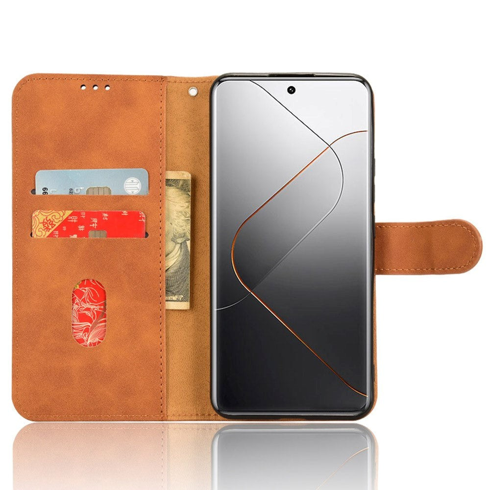 Xiaomi 14 Pro Læder Cover m. Kortholder & Ståfunktion - Brun