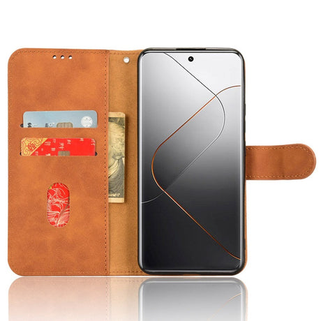 Xiaomi 14 Pro Læder Cover m. Kortholder & Ståfunktion - Brun