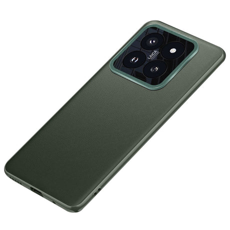 Xiaomi 14 Pro Læderbelagt Plastik Cover m. Indbygget Kamerabeskytter - Grøn