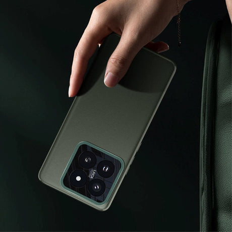 Xiaomi 14 Pro Læderbelagt Plastik Cover m. Indbygget Kamerabeskytter - Hvid